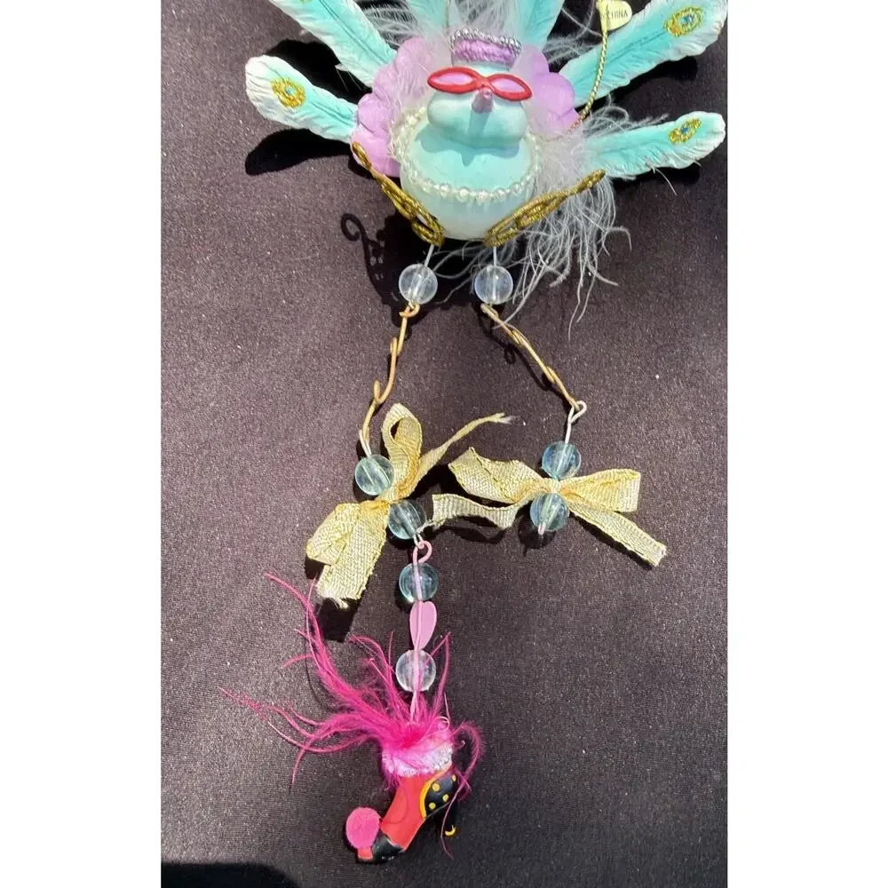 Vintage Katherines Collection Dangle Leg Peacock Christmas Ornament Rare! -K2